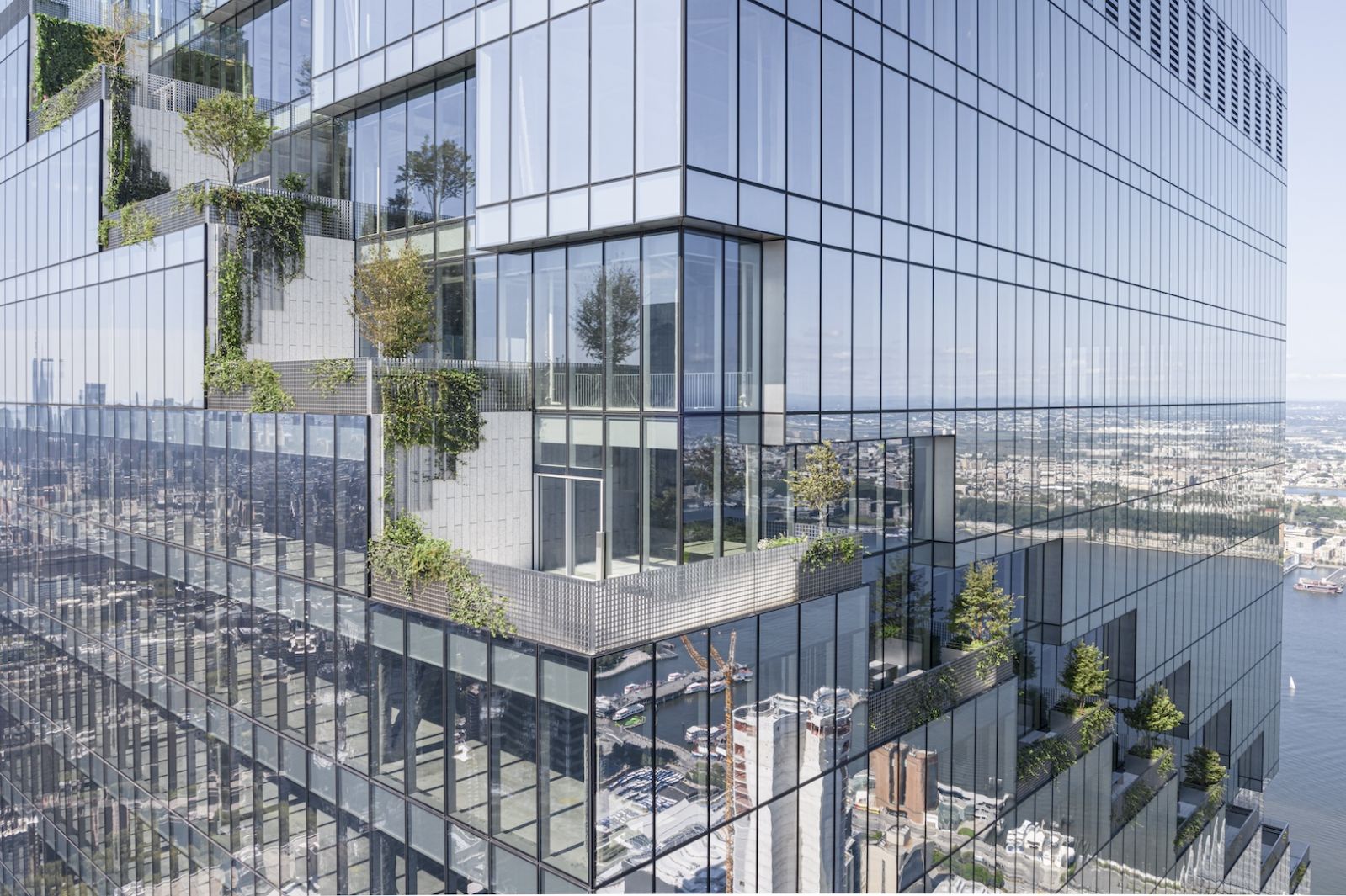 Closeup of each floor’s terrace, making up one of The Spiral’s unique features: the green ribbon