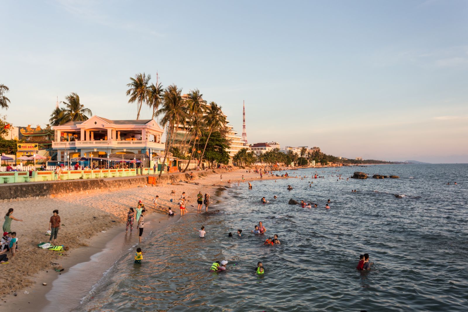 People enjoy the beach in Duong Dong town in Phu Quoc island in south Vietnam.