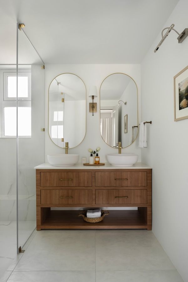 His and her mirrors in the main bathroom