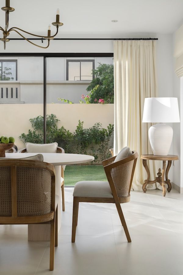 Dining room with a garden view