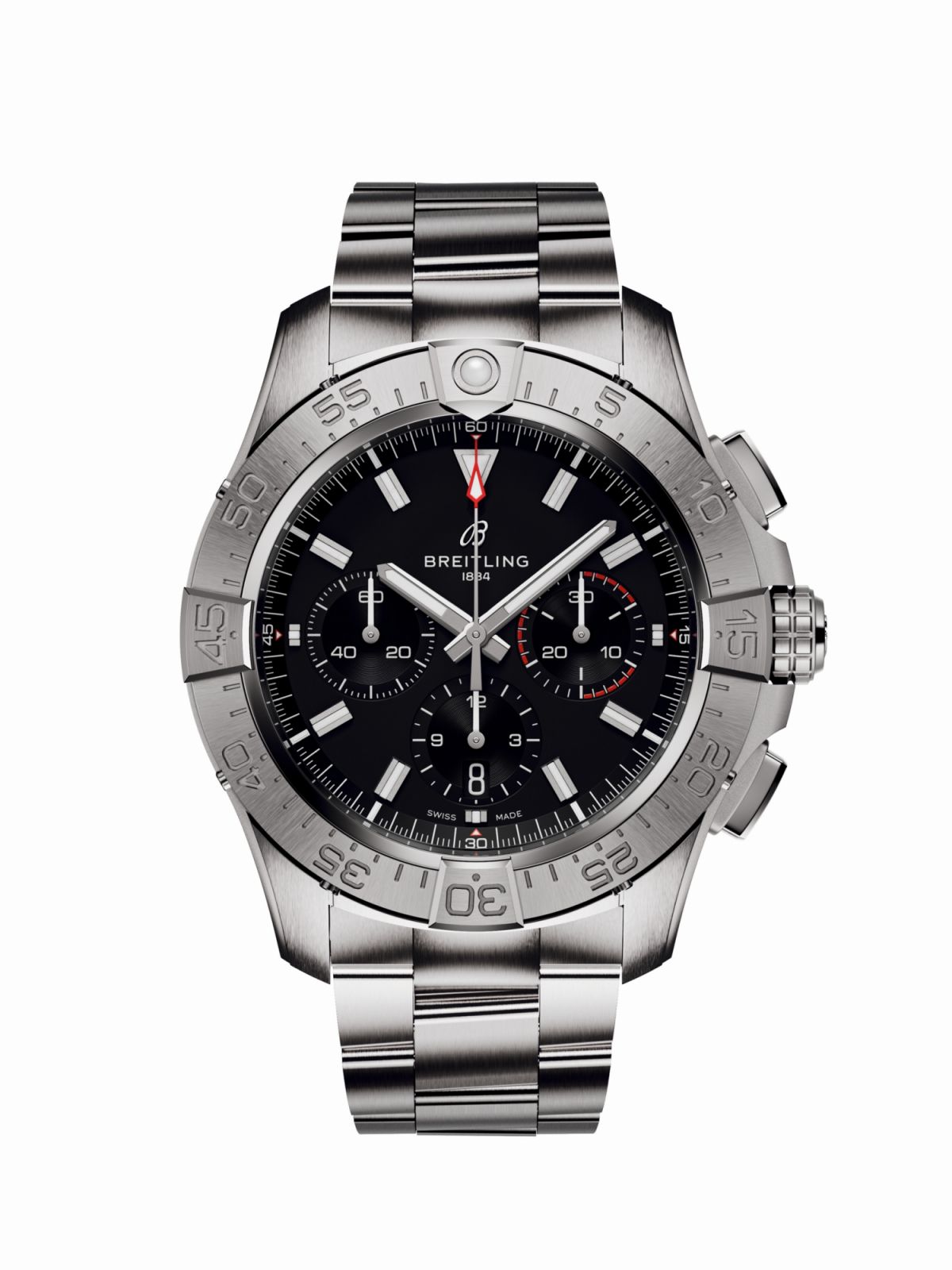復仇者B01計時腕錶,黑色面盤。(Photo: Breitling)