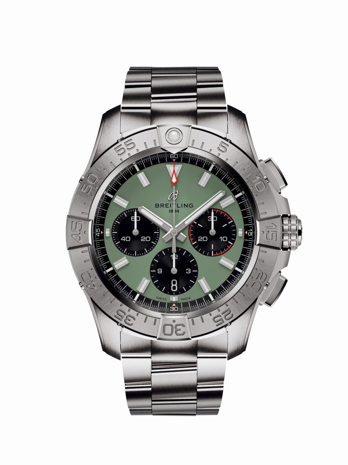 復仇者B01計時腕錶,綠色面盤。(Photo: Breitling)