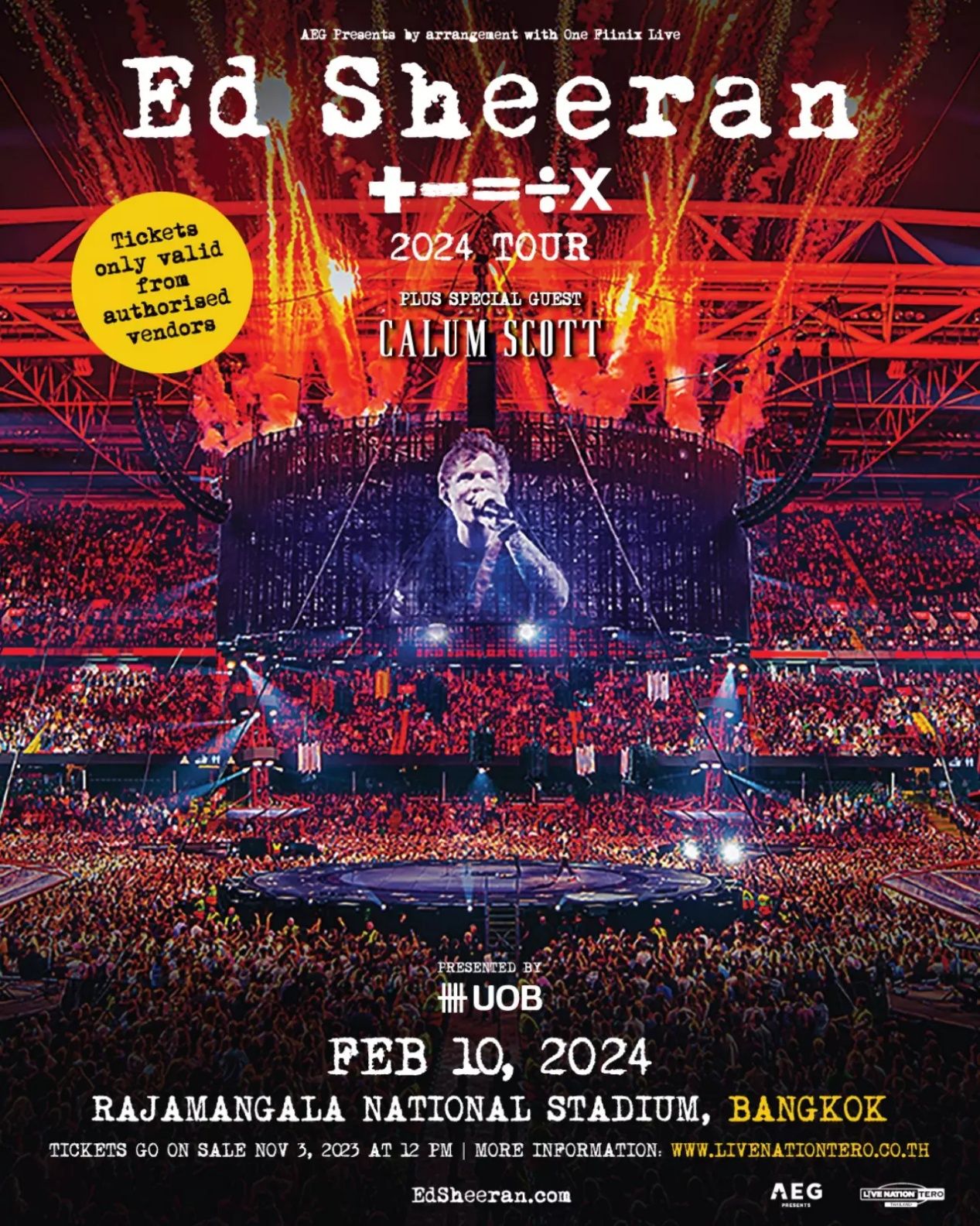 Ed Sheeran The +–=÷× Tour Live in Bangkok 2024 (ภาพ: Thaiticketmajor)