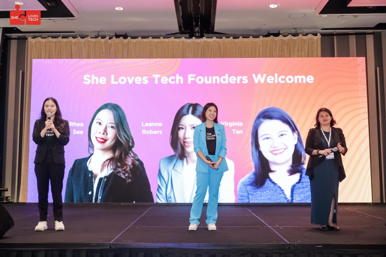 She Loves Tech founders Rhea See, Leanne Robers and Virginia Tan