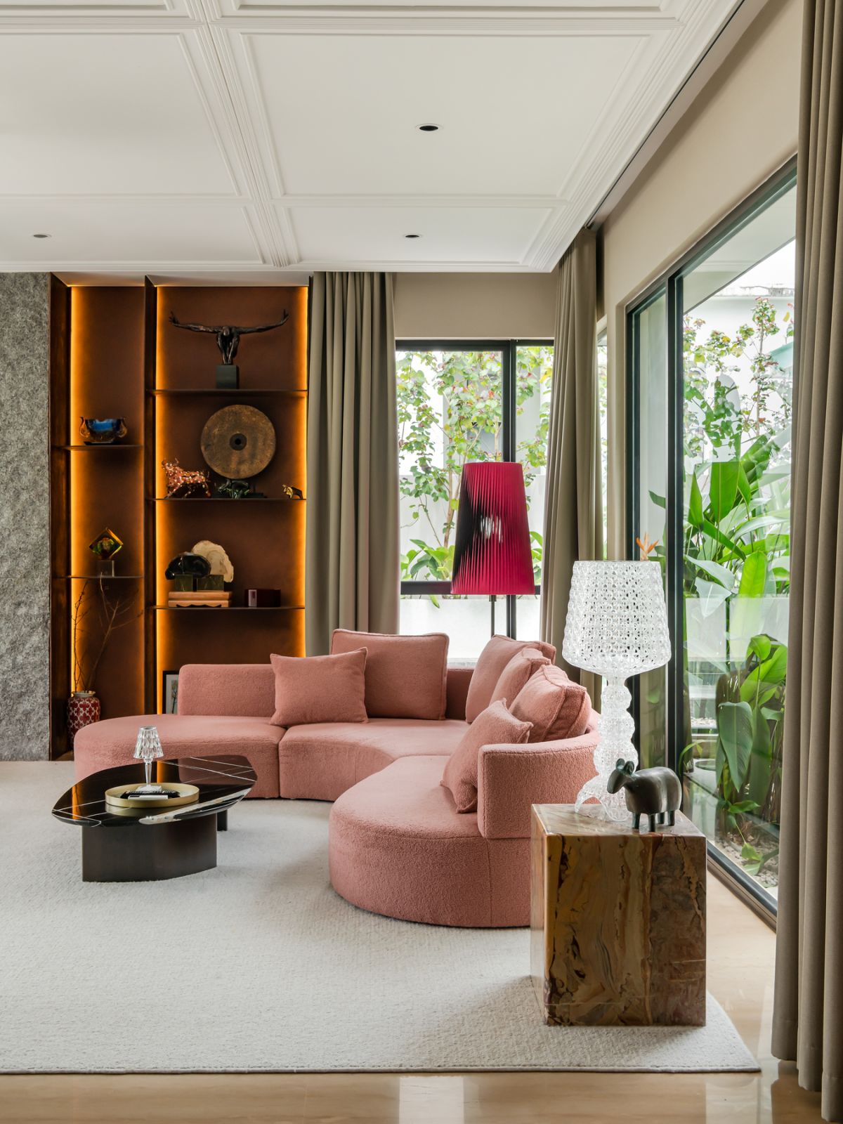 Colour has been embraced throughout this home including the living room (Photo: David Yeow)