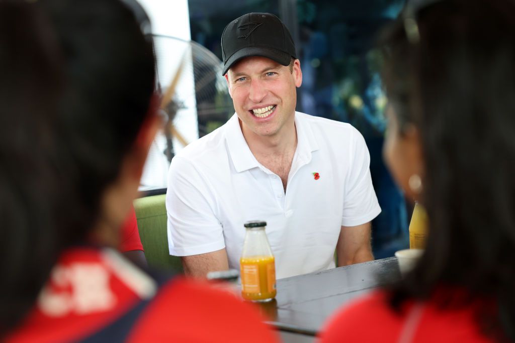 Prince William, Prince of Wales speaks to members of the British Dragons dragon boating club along the Kallang River on day two of his visit to Singapore on November 06, 2023 in Singapore. The Prince of Wales is visiting Singapore to attend the Earthshot Prize Awards and will also carry out several engagements related to environmental issues. (Photo by Chris Jackson/Getty Images)
