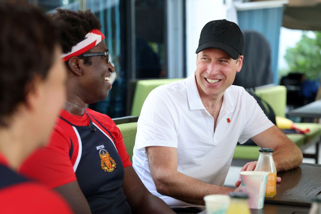 Prince William, Prince of Wales speaks to members of the British Dragons dragon boating club along the Kallang River on day two of his visit to Singapore on November 06, 2023 in Singapore. The Prince of Wales is visiting Singapore to attend the Earthshot Prize Awards and will also carry out several engagements related to environmental issues. (Photo by Chris Jackson/Getty Images)