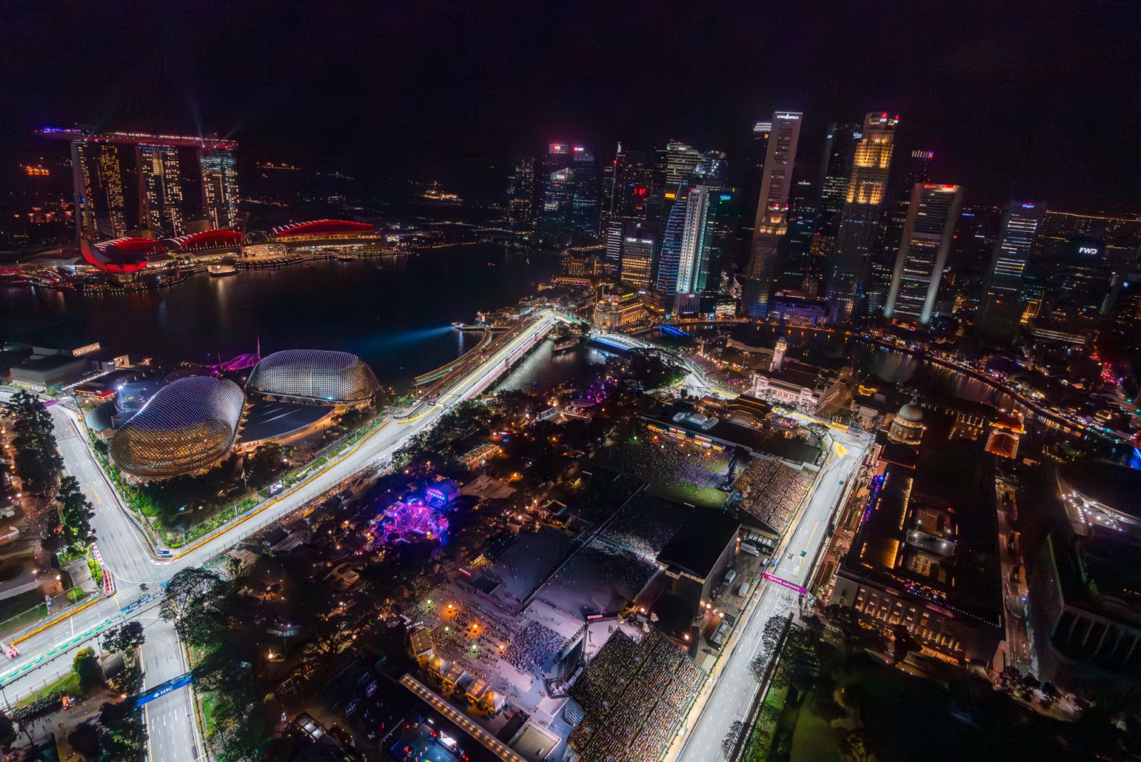 A bird's eye view of the Singapore Grand Prix race circuit