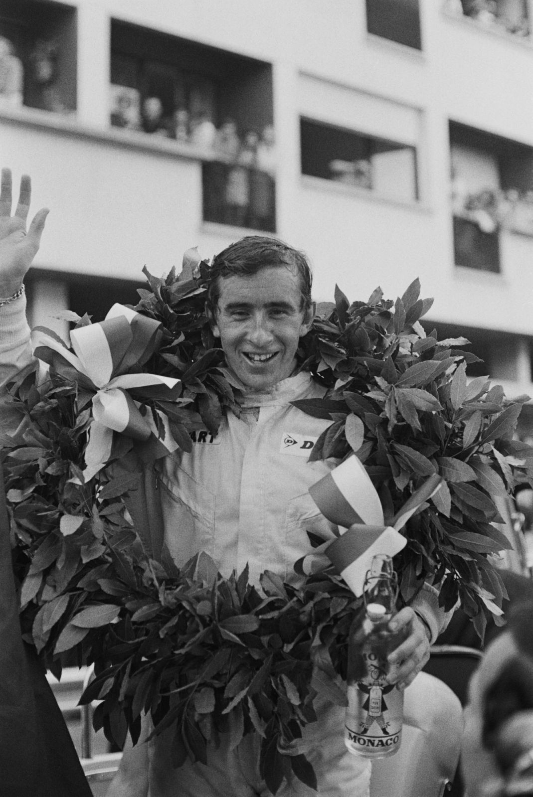 Scottish racing driver Sir Jackie Stewart after winning the Monaco Grand Prix in 1966 (Photo by Victor Blackman/Daily Express/Hulton Archive/Getty Images)