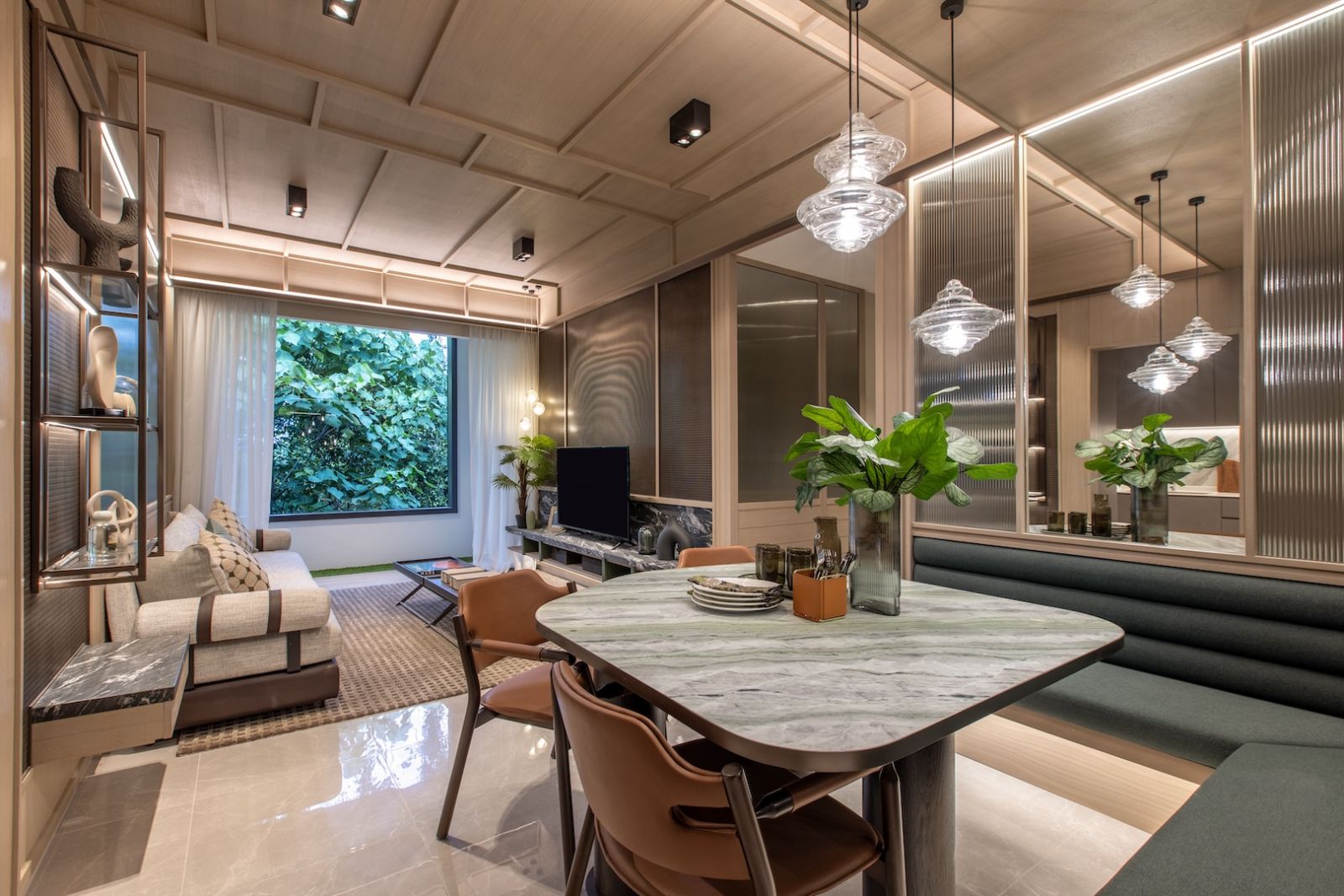 Living and dining room area