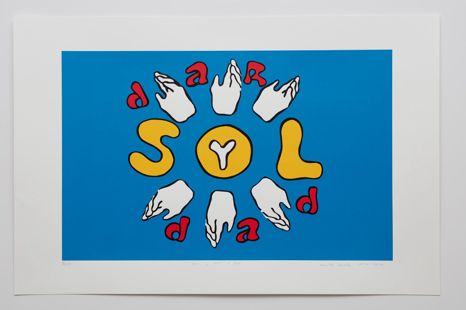 Cecilia Vicuña Sol y dar y dad (1974/2016) Edition 3 of 10, generously donated by the artist and Lehmann Maupin (Photo: courtesy Para Site)