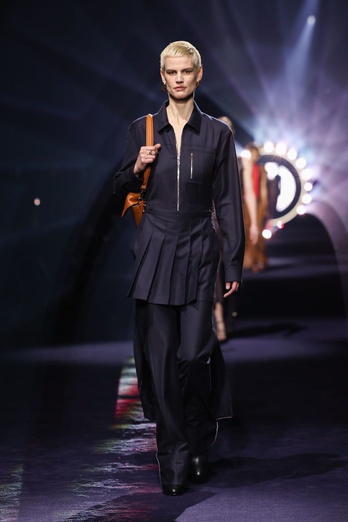 MILAN, ITALY - FEBRUARY 22: A model walks the runway at the Fendi fashion show during the Milan Fashion Week Womenswear Fall/Winter 2023/2024 on February 22, 2023 in Milan, Italy. (Photo by Pietro D'Aprano/Getty Images)