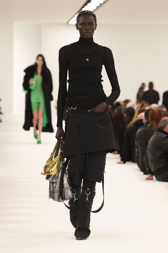 PARIS, FRANCE - MARCH 02: (EDITORIAL USE ONLY - For Non-Editorial use please seek approval from Fashion House) A model walks the runway during the Givenchy Womenswear Fall Winter 2023-2024 show as part of Paris Fashion Week on March 02, 2023 in Paris, France. (Photo by Pascal Le Segretain/Getty Images)