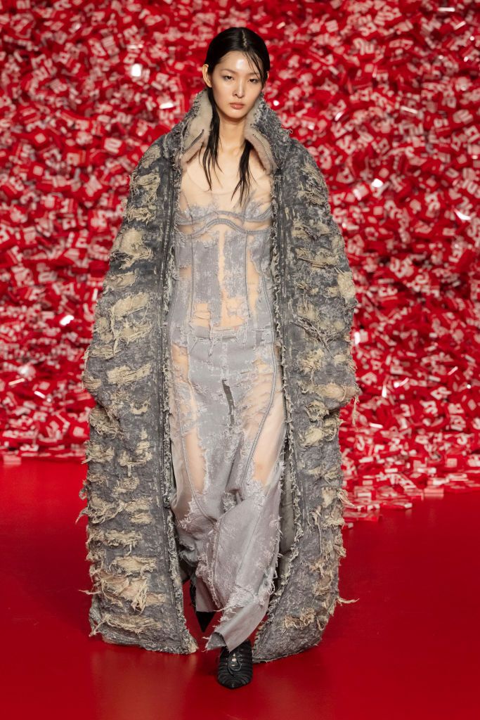MILAN, ITALY - FEBRUARY 22: A model walks the runway during the Diesel ready to Wear Fall/Winter 2023-2024 show as part of the Milan Fashion Week on February 22, 2023 in Milan, Italy. (Photo by Victor VIRGILE/Gamma-Rapho via Getty Images)