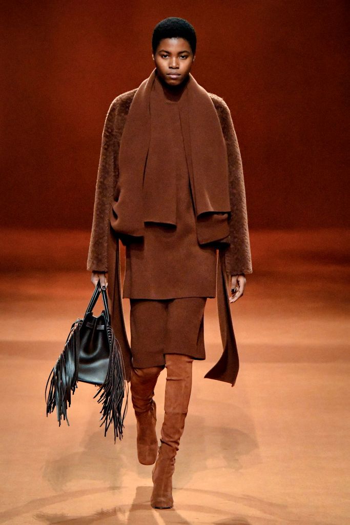 PARIS, FRANCE - MARCH 04: A model walks the runway during the Hermes Ready to Wear Fall/Winter 2023-2024 fashion show as part of the Paris Fashion Week on March 4, 2023 in Paris, France. (Photo by Victor VIRGILE/Gamma-Rapho via Getty Images)