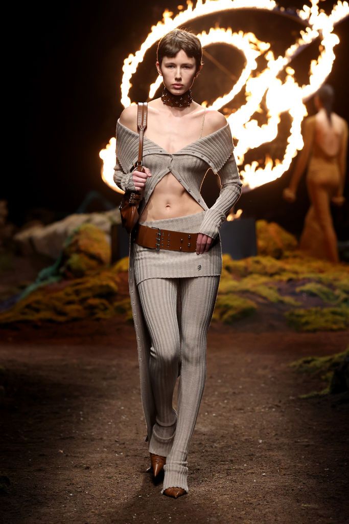 MILAN, ITALY - FEBRUARY 23: A model walks the runway at the Blumarine fashion show during the Milan Fashion Week Womenswear Fall/Winter 2023/2024 on February 23, 2023 in Milan, Italy. (Photo by Pietro S. D'Aprano/Getty Images)
