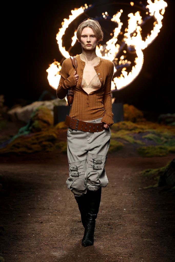 MILAN, ITALY - FEBRUARY 23: A model walks the runway at the Blumarine fashion show during the Milan Fashion Week Womenswear Fall/Winter 2023/2024 on February 23, 2023 in Milan, Italy. (Photo by Pietro S. D'Aprano/Getty Images)