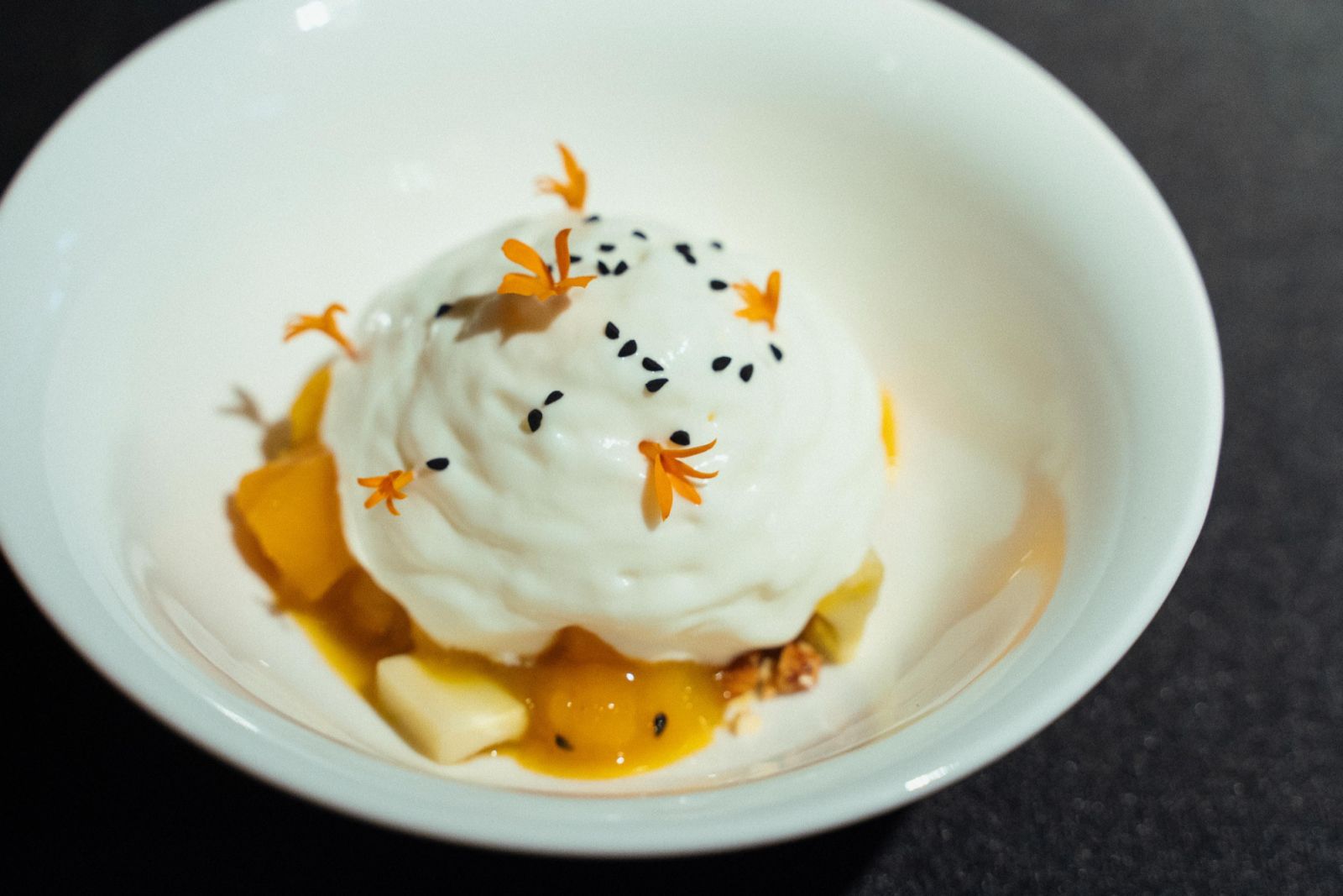 Maxine Ngooi’s mango lassi and garam masala dessert