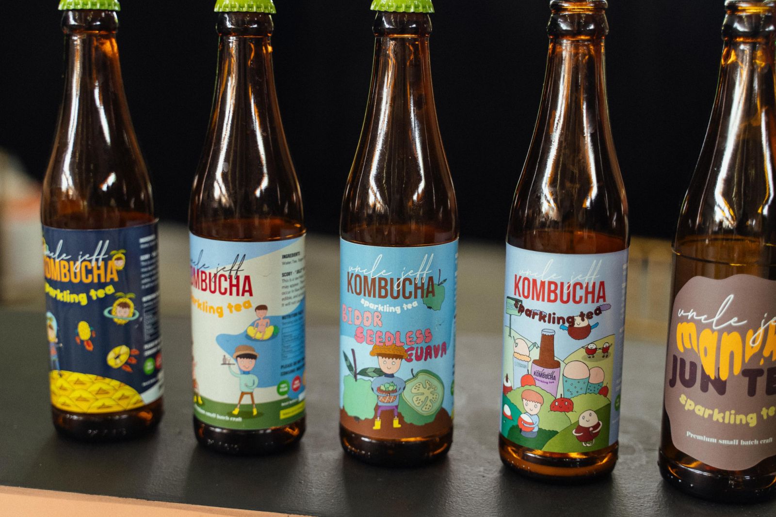 The Uncle Jeff Kombucha flavours that were prepared for our guests