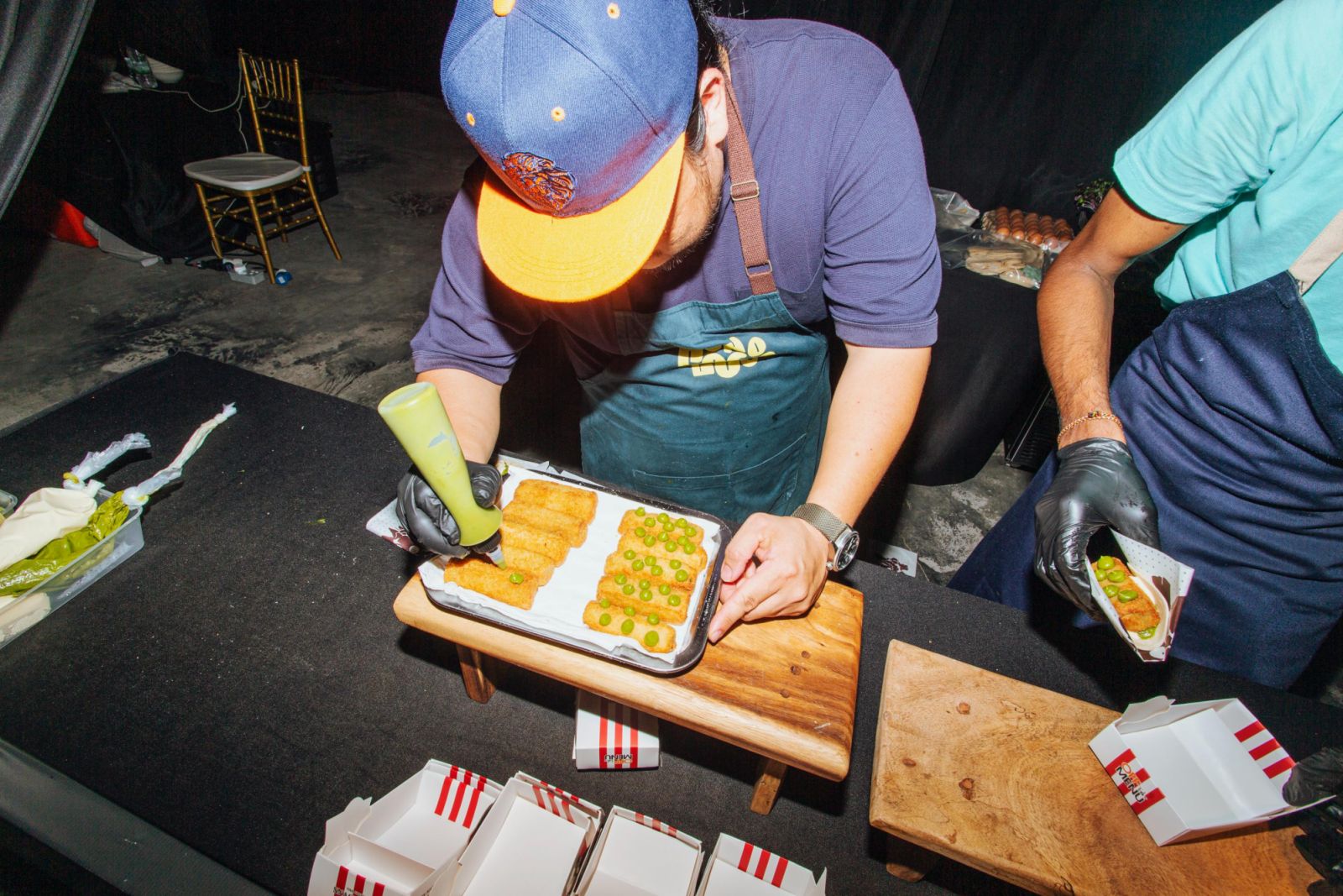 Su Kim Hock preparing his Unconventional Falafel dish