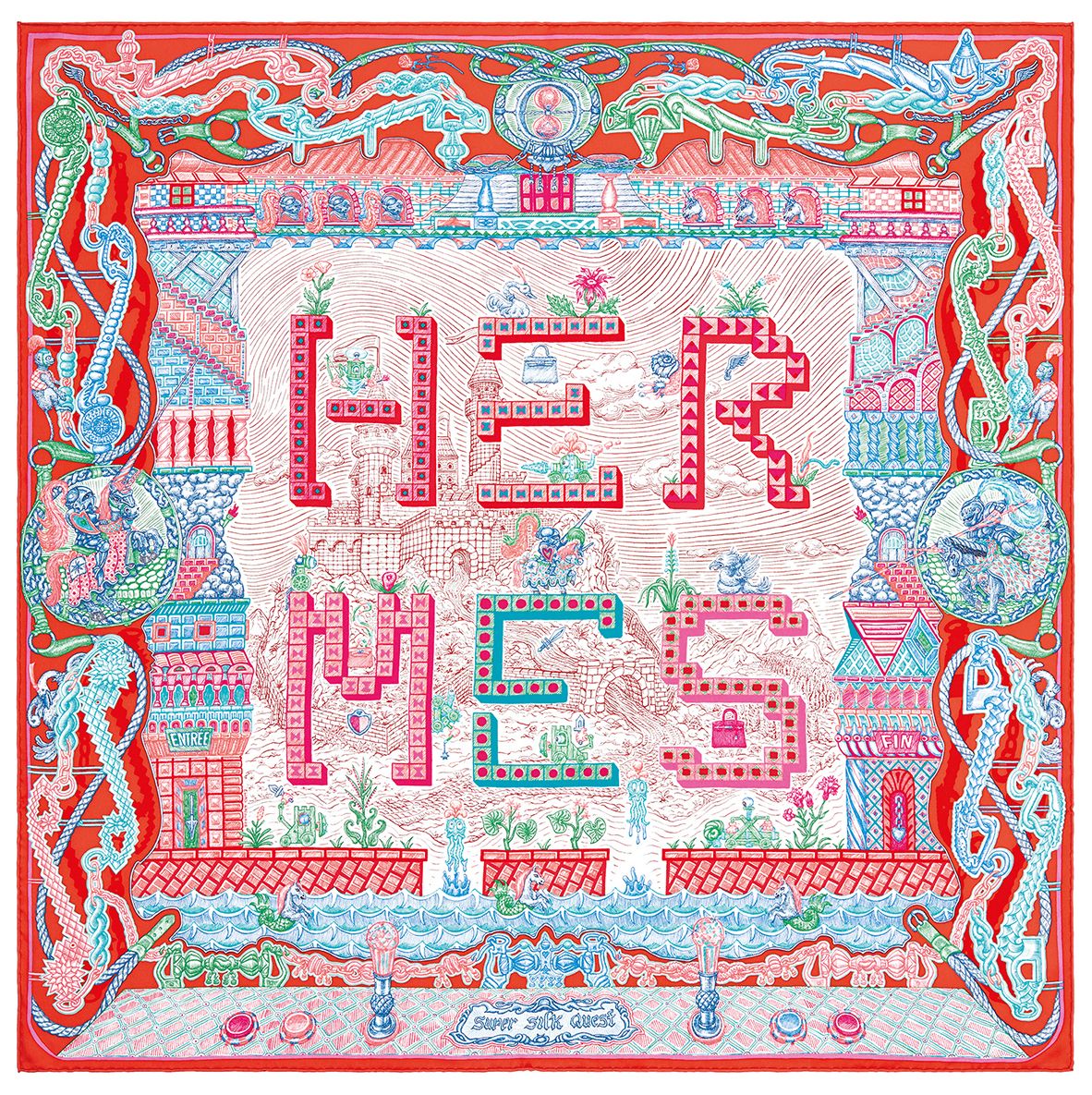 Super Silk Quest scarf 90, from Hermès
