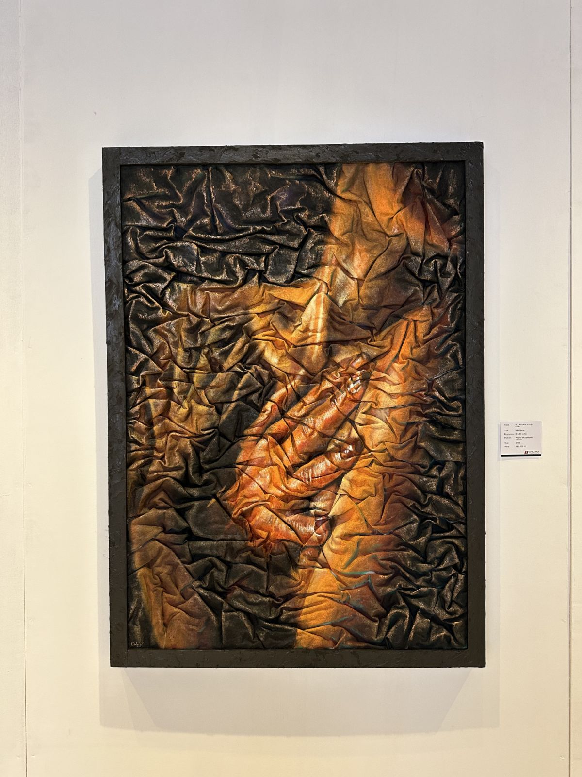 Celvic Villacorta, 'Sofa Home', acrylic on crumpled canvas, 2023