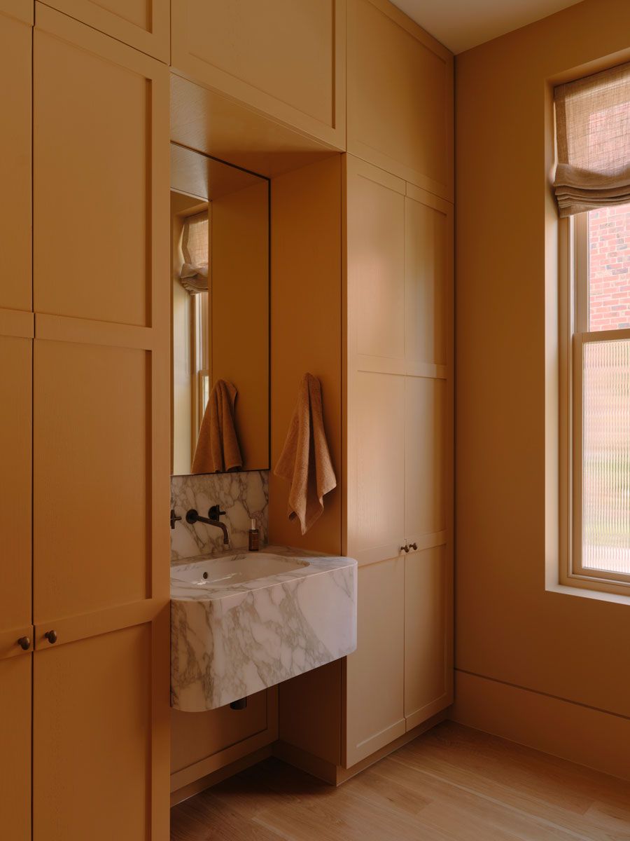 Bathroom vanity orange