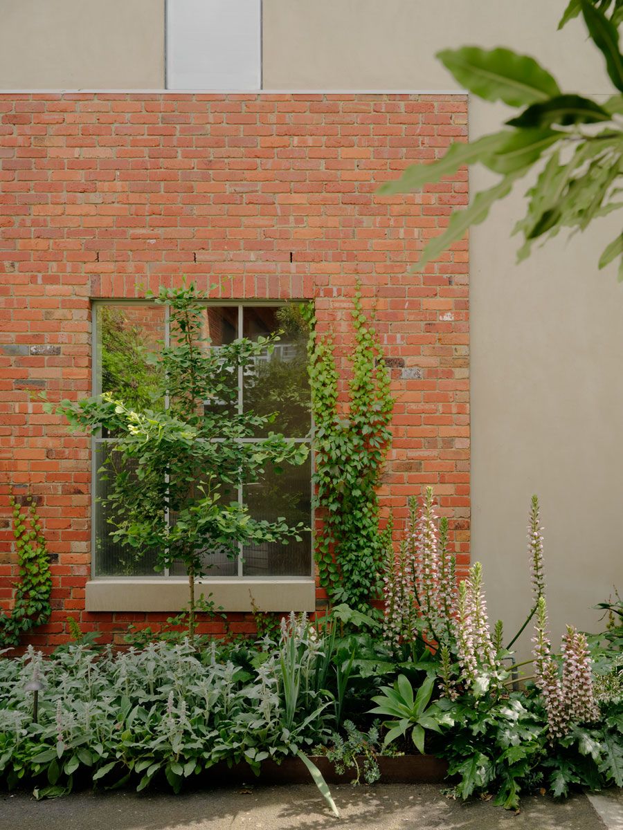 brick and greenery