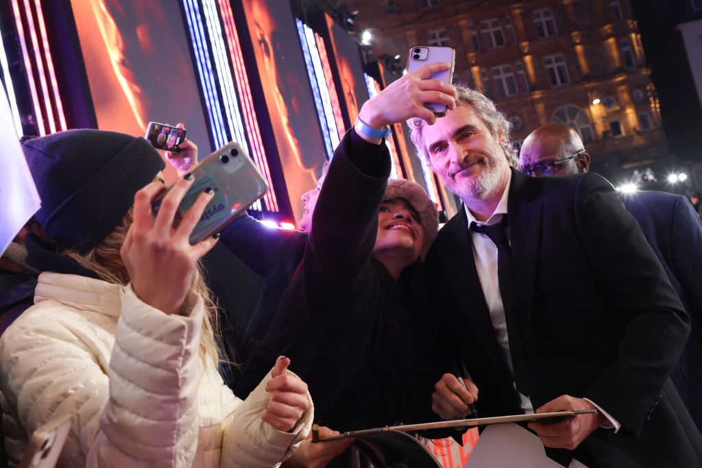 LONDON, ENGLAND - NOVEMBER 16: Joaquin Phoenix attends the "Napoleon" UK Premiere at Odeon Luxe Leicester Square on November 16, 2023 in London, England. (Photo by Lia Toby/Getty Images for Sony Pictures UK)