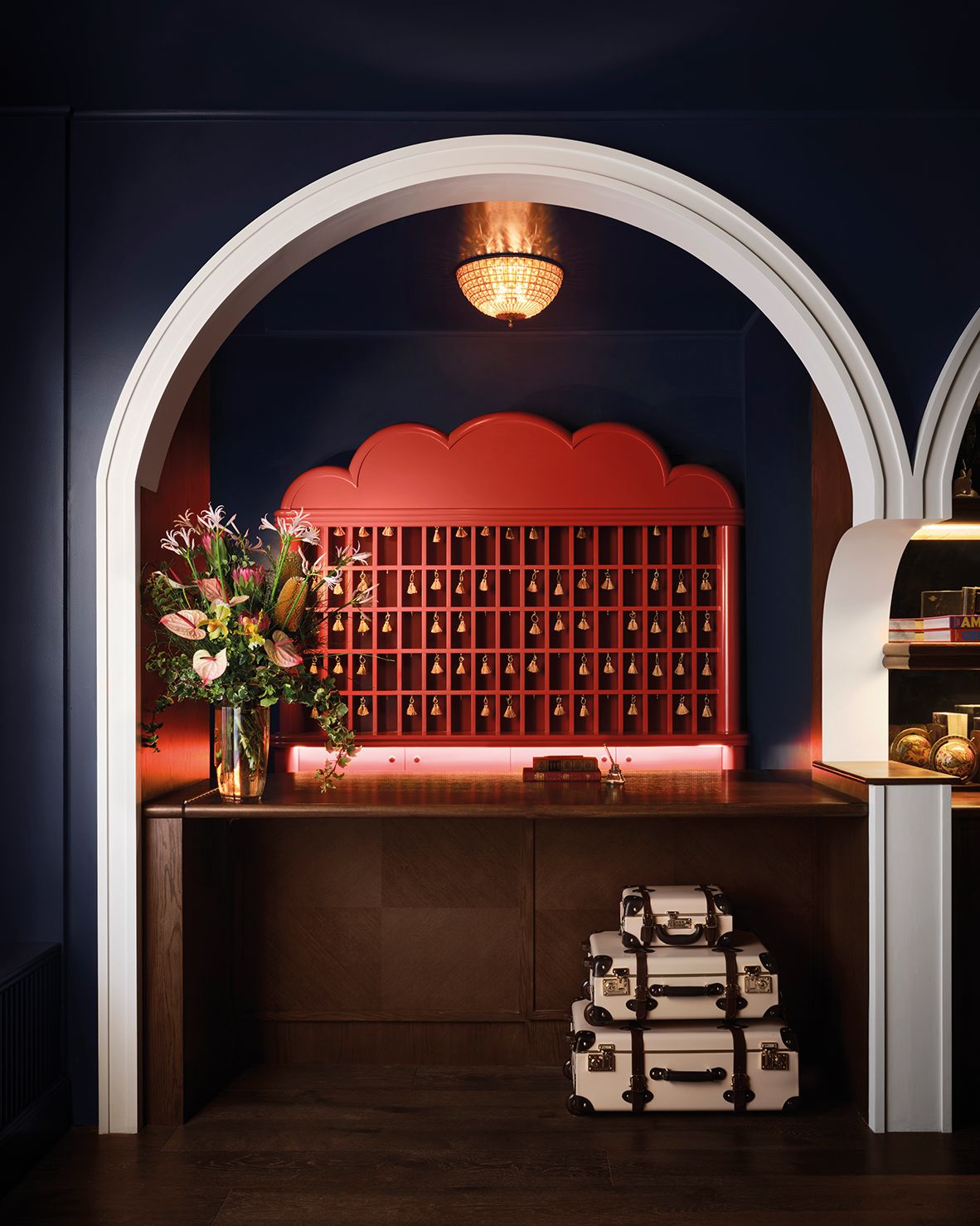 With its whimsical bright red keybox, the hotel’s reception area looks like a tableau from a Wes Anderson movie (Photo: Fettle)