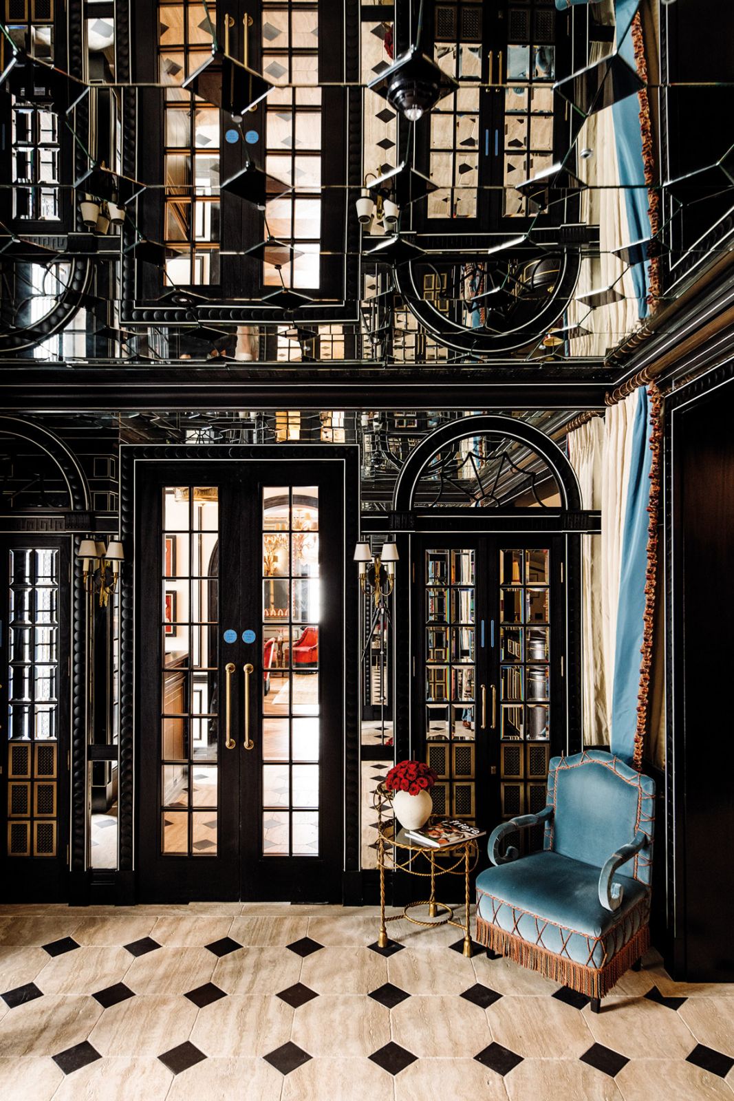 Tasselled details, mirrored elements and geometric patterns contribute to the richly layered and tactile look of the interior of The Twenty Two (Photo: Natalia Miyar Atelier)