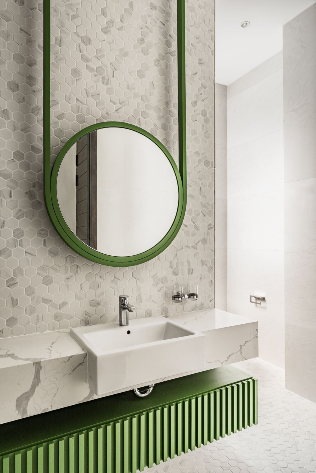 Terrazzo with striking green accents