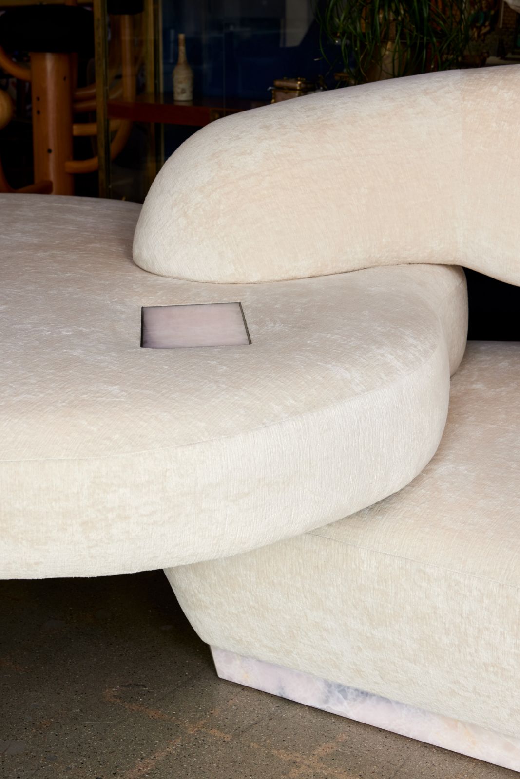 Pink onyx drink trays on either arm rest (Photo: Ye Rin Mok)