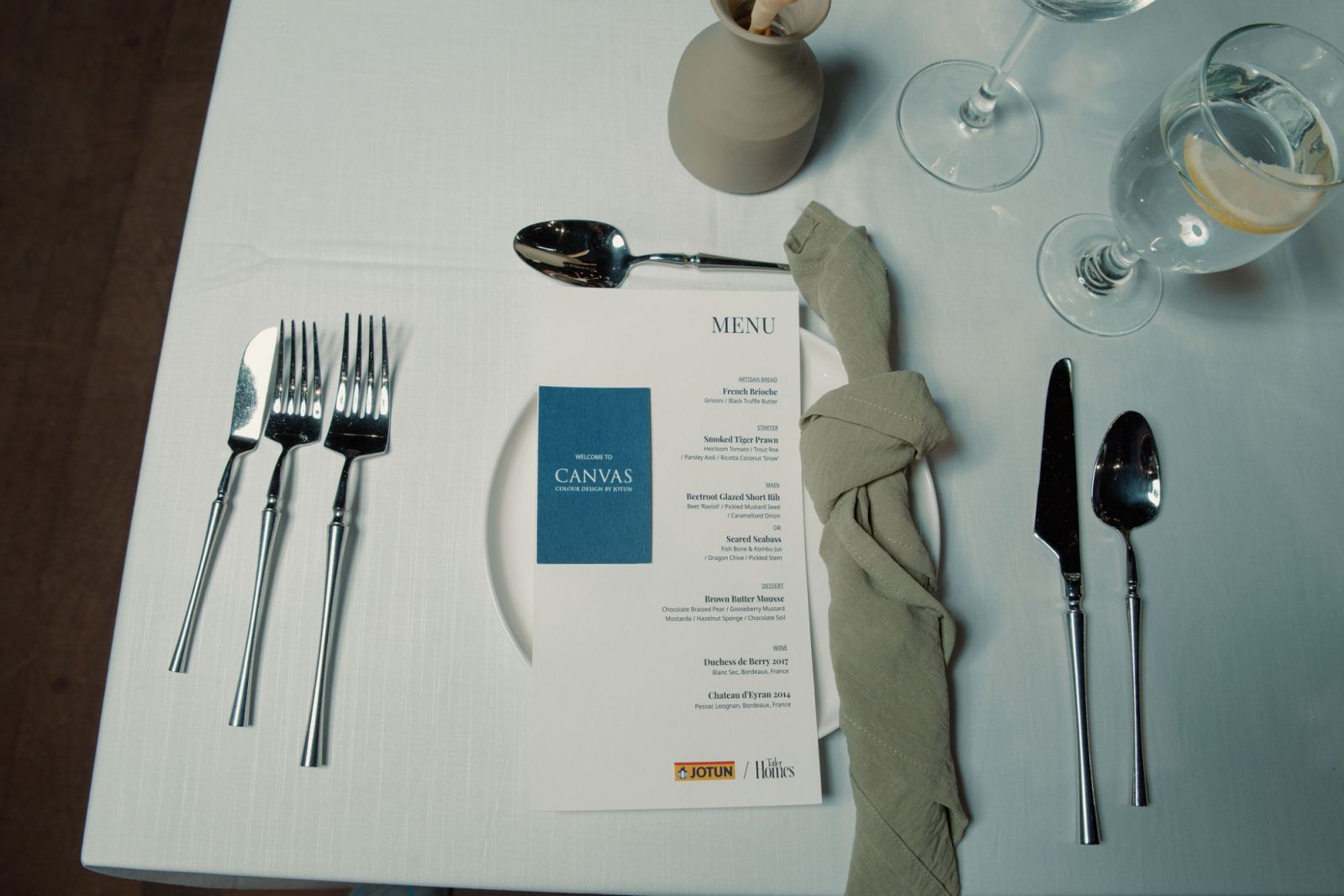 A three-course dinner for the night