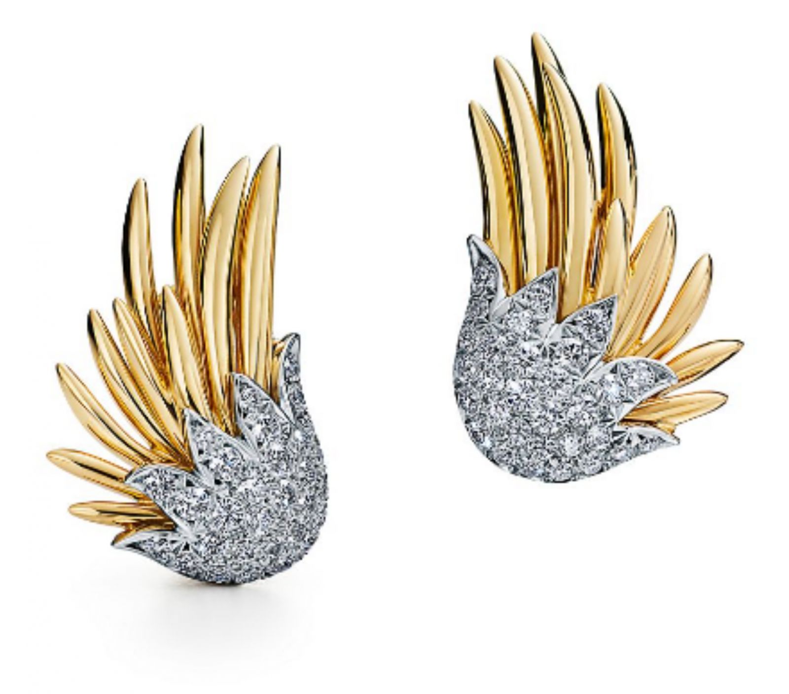 Schlumberger by Tiffany & Co.鉑金與18K金鑲鑽耳環。(Photo: Tiffany & Co.)