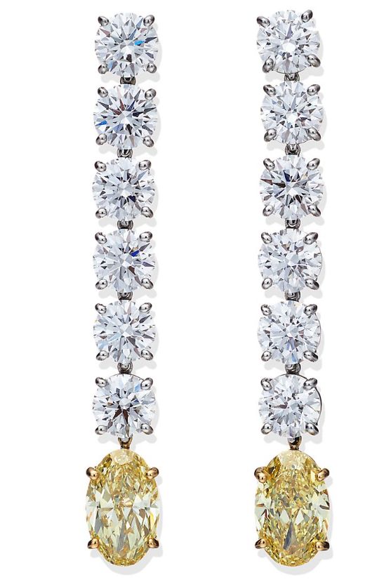 Tiffany 黃鑽與白鑽耳環。(Photo: Tiffany & Co.)
