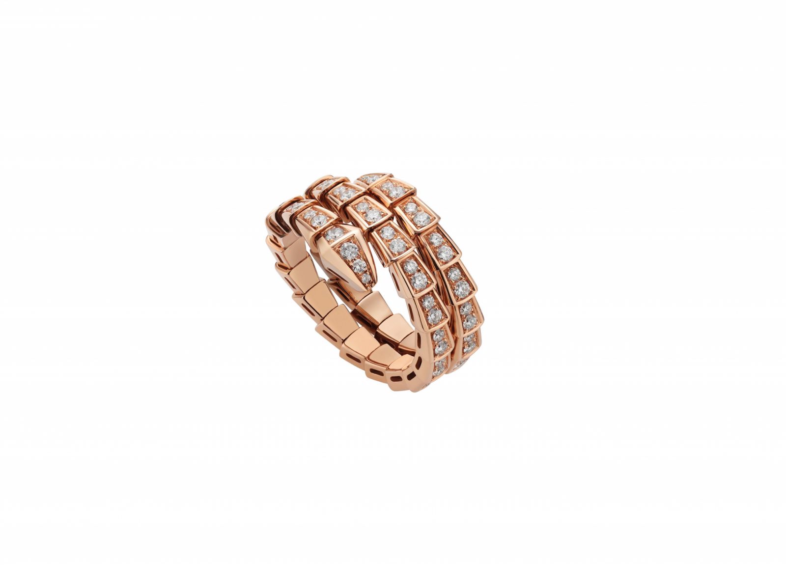 Bulgari Serpenti Viper系列雙圈鑽石戒指。(Photo: Bulgari)