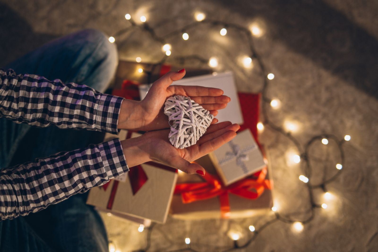 Opening a Christmas gift