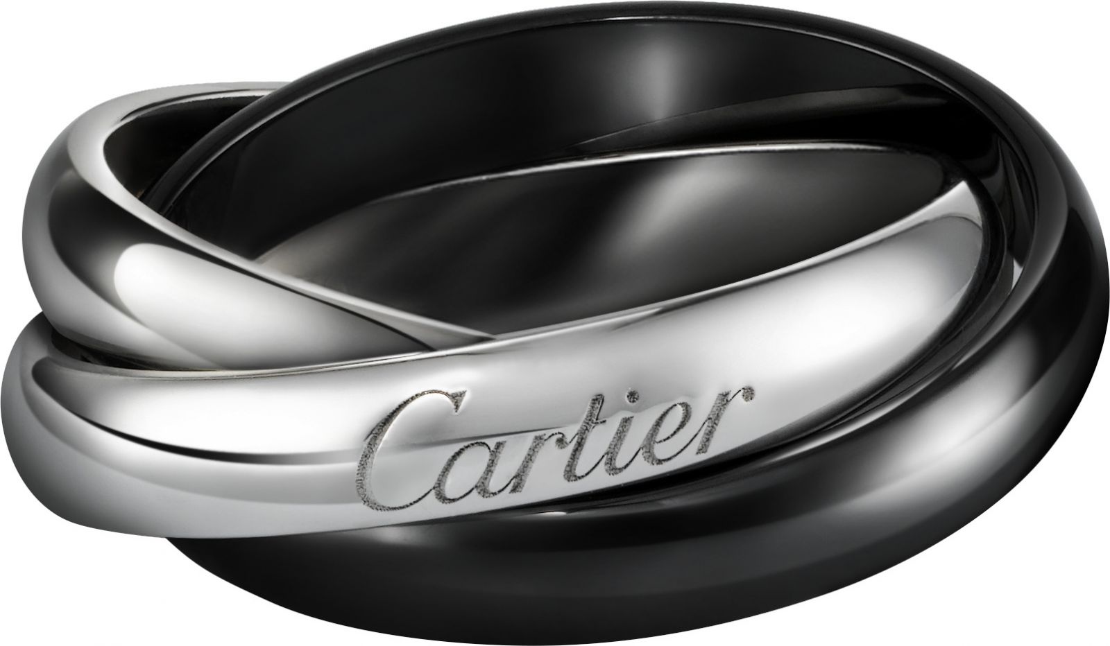 Cartier Trinity系列黑色陶瓷戒指。(Photo: Cartier)