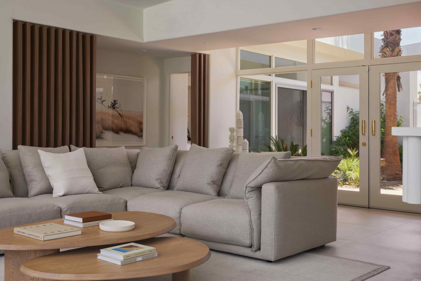 Soft, parchment tones paired with consistent and muted walnut