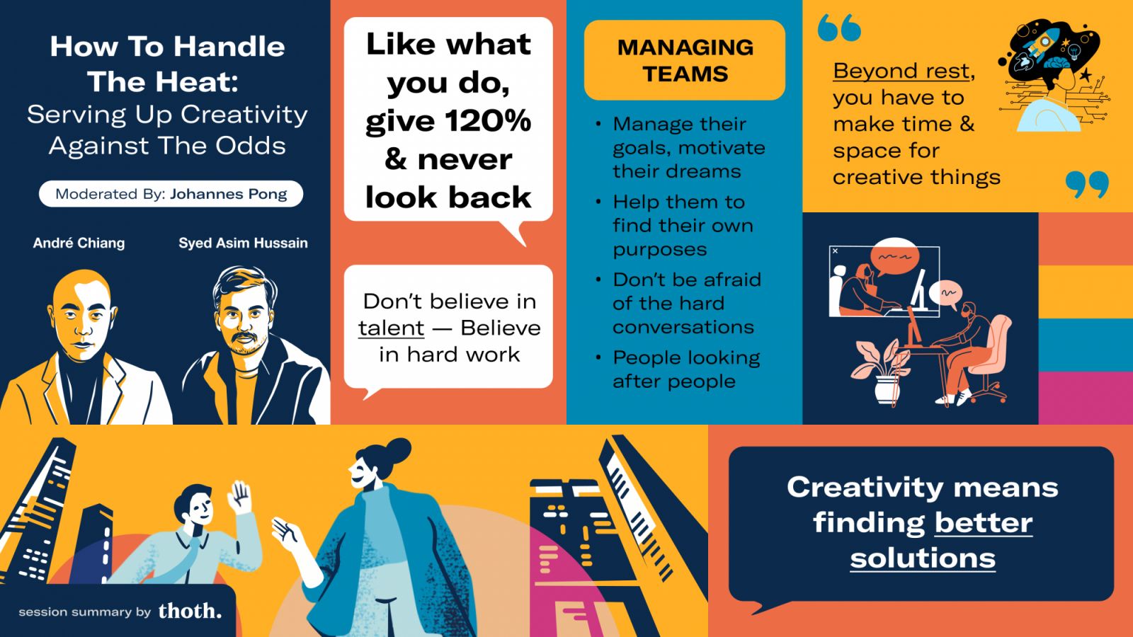 A summary of the panel between Andre Chiang and Syed Asim Hussain (Infographic: Thoth)
