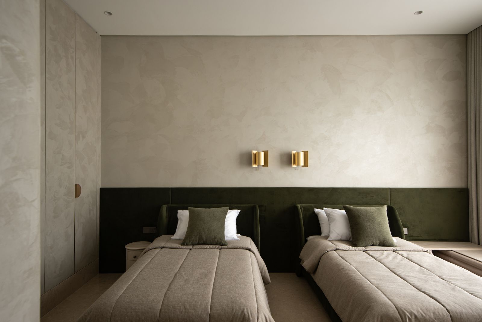 Dark green accents