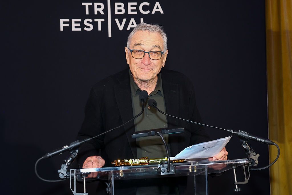 NEW YORK, NEW YORK - JUNE 07: Actor Robert DeNiro speaks during the Tribeca Festival Opening Night Reception at Tribeca Grill on June 07, 2023 in New York City. (Photo by Arturo Holmes/Getty Images for Tribeca Festival)