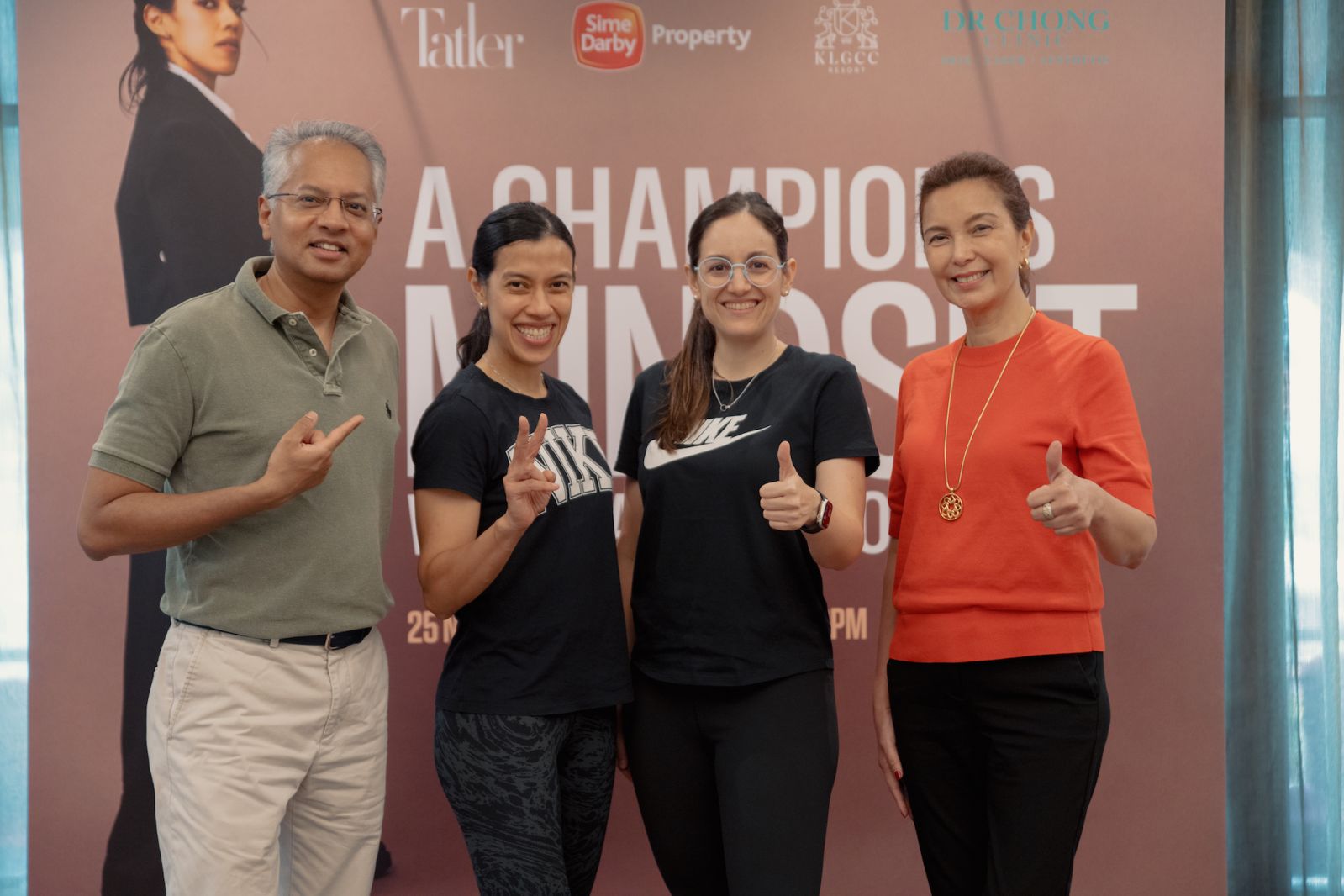 Dato' Azmir Merican, Datuk Nicol David, Mariana de Reyes, and Dato' Hamidah Naziadin
