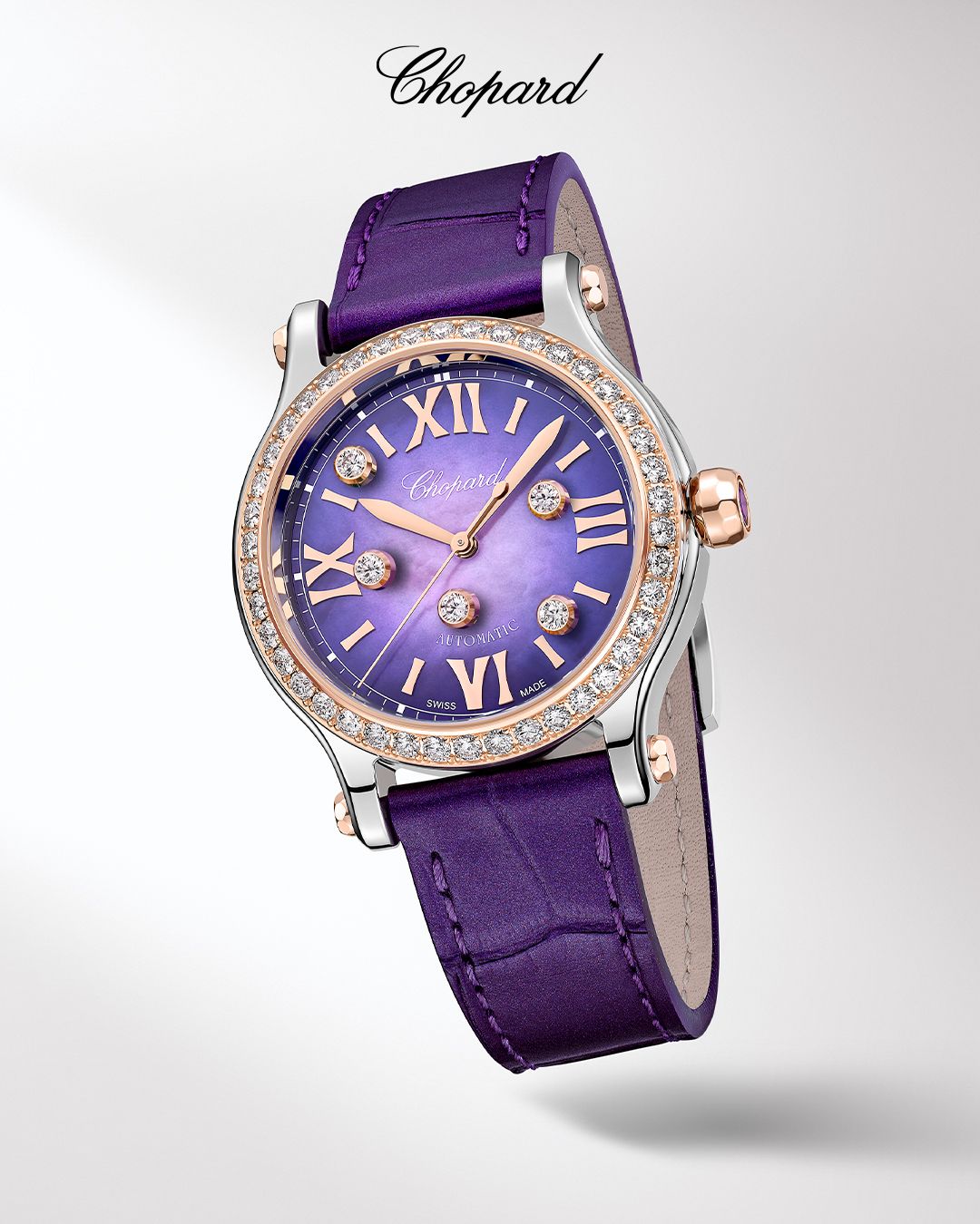 蕭邦Happy Sport「靜謐紫」款式腕錶。(Photo: Chopard)