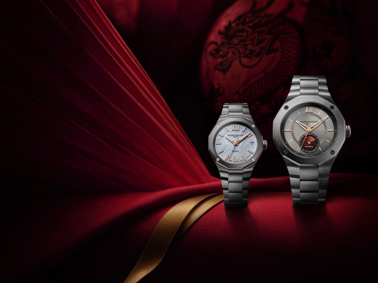名士利維拉龍年特別版，以男、女成對的兩款對錶形式推出。（Photo: Baume & Mercier）