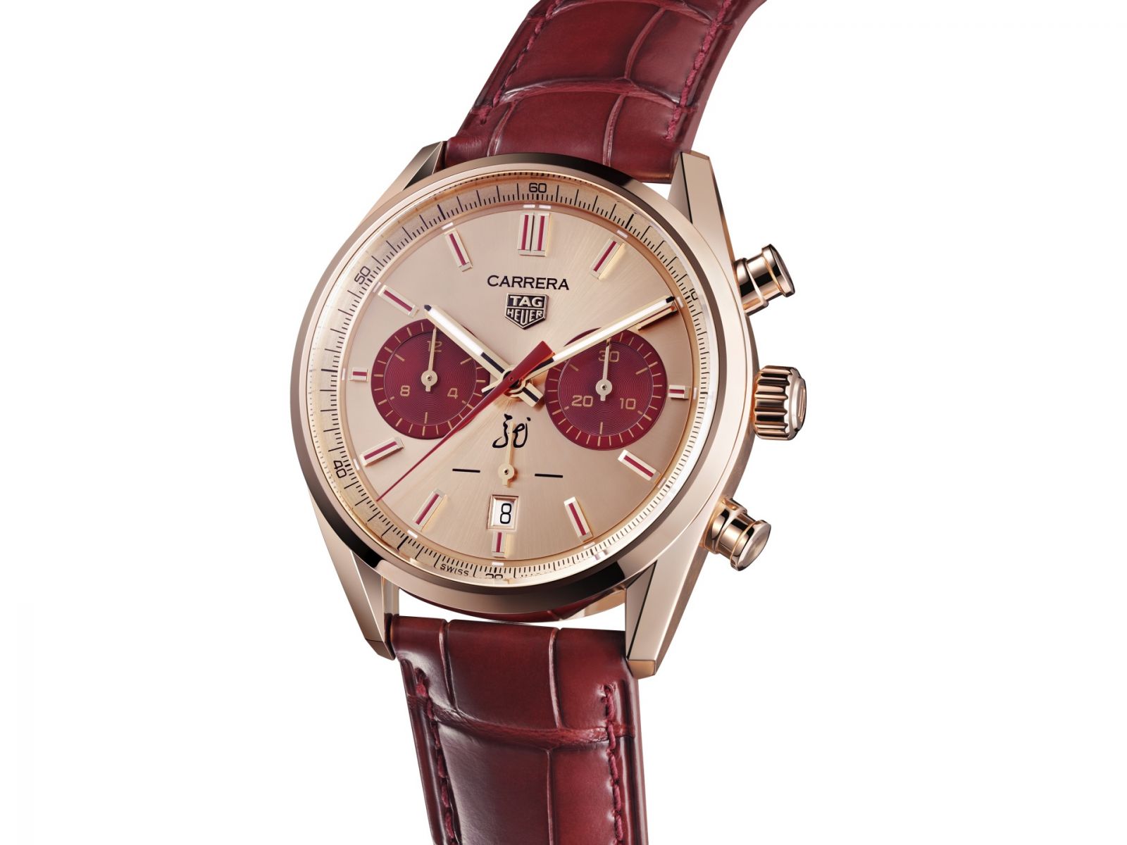 Carrera Chronograph龍年限量版18K 5N玫瑰金款式。（Photo: TAG Heuer）