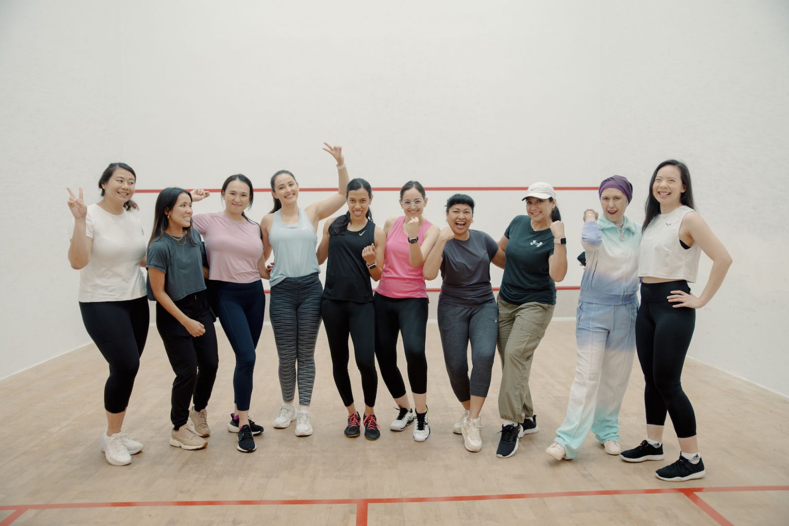 All smiles among the squash masterclass participants