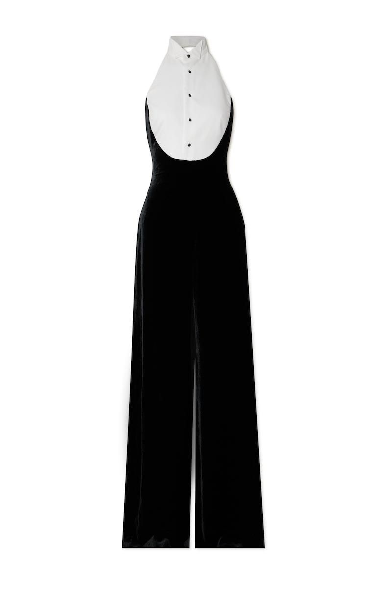 EXCLUSIVE Illeana Jumpsuit HALTER NECK TUXEDO STYLE VELVET JUMPSUIT