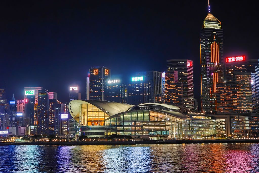 Hong Kong, CHINA - JULY 24, 2023 - High-rise buildings are seen near Victoria Harbour in Hong Kong, China, July 24, 2023. (Photo credit should read CFOTO/Future Publishing via Getty Images)